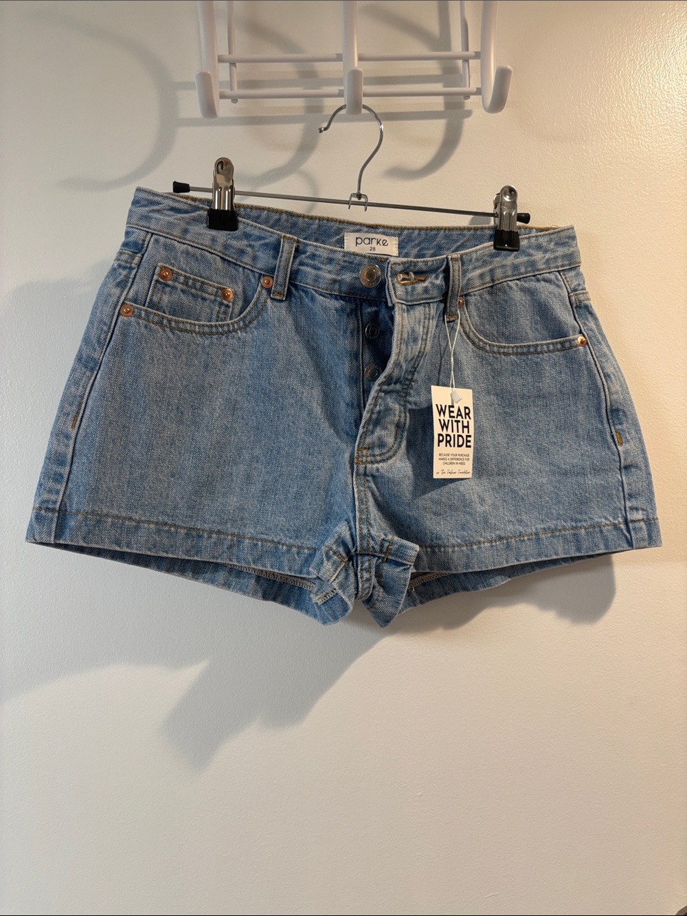 Parke NWT button fly Blue Denim jeans High-Rise Women’s Shorts